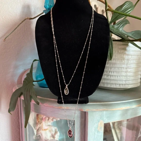 Uno de 50 Layered Double Strand Crystal Pendant Necklace - Picture 2 of 8